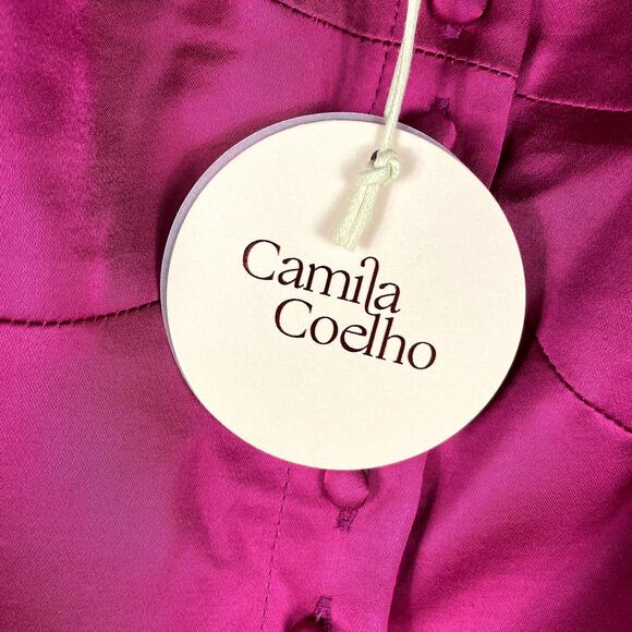 Camila Coelho Polly Top Very Berry Fuchsia Pink Cami Button Front Sz S - Picture 7 of 10